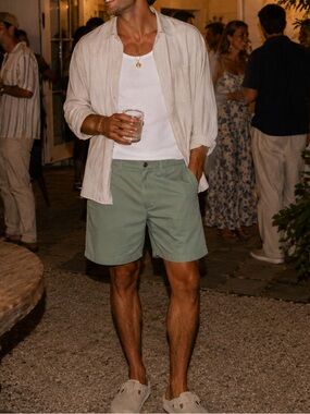 Men's Sage Green Flat Front Shorts